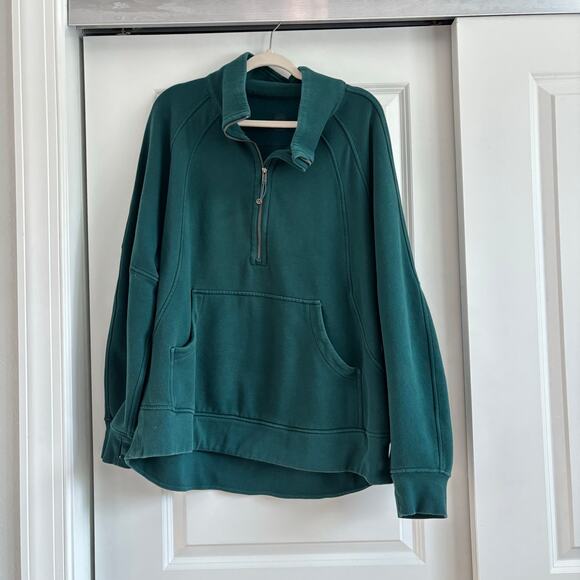 Lululemon Women’s Scuba Oversized Funnel-Neck Half Zip XL/XXL Storm Teal Lounge - Picture 2 of 11